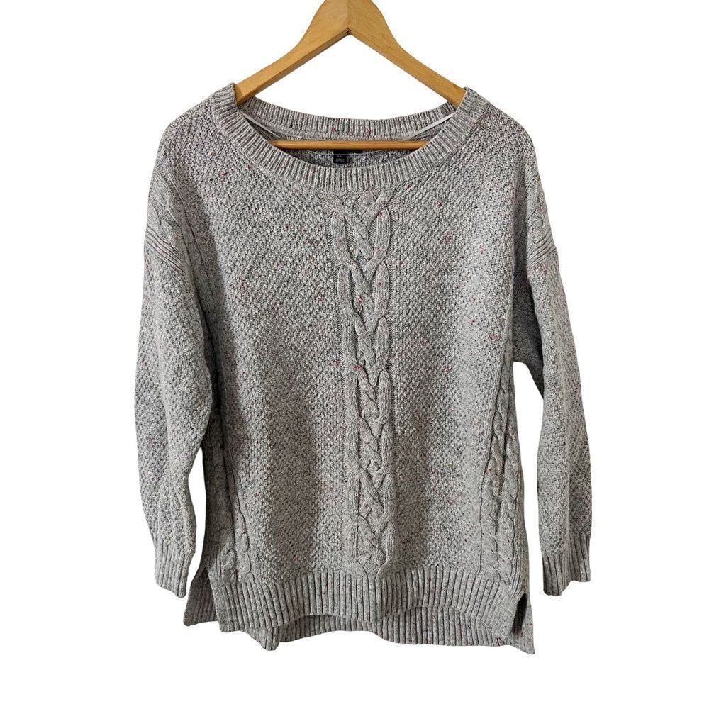 Tommy Hilfiger Grey Colourful‎ Speckled Cable Knit Crewneck Sweater